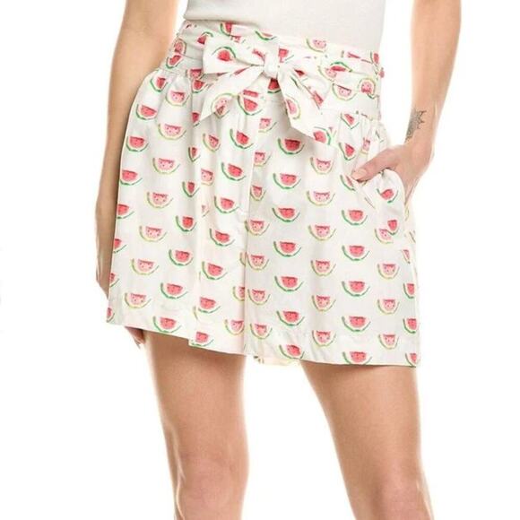 NWT Flora Bea NYC - Ambrose Watermelon Print Shorts - White Red Green - Size S - Picture 1 of 5